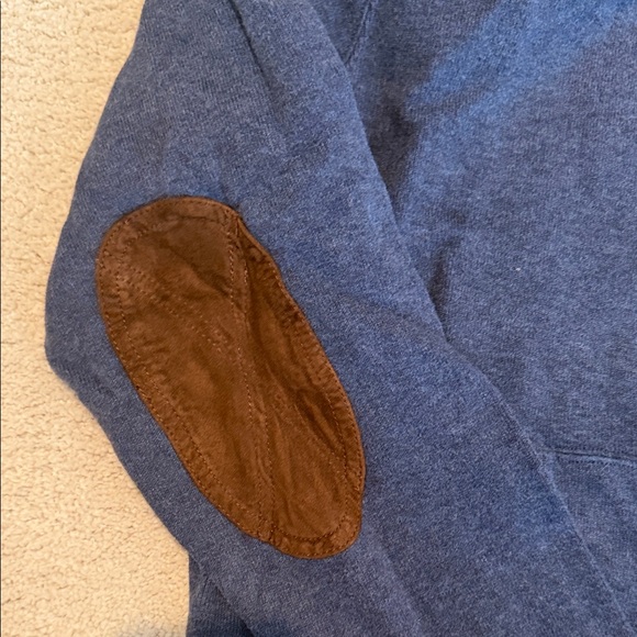 Polo by Ralph Lauren Navy Hoodie with Brown Elbow Patches - Picture 3 of 5